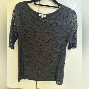 Reiss black lace blouse size S